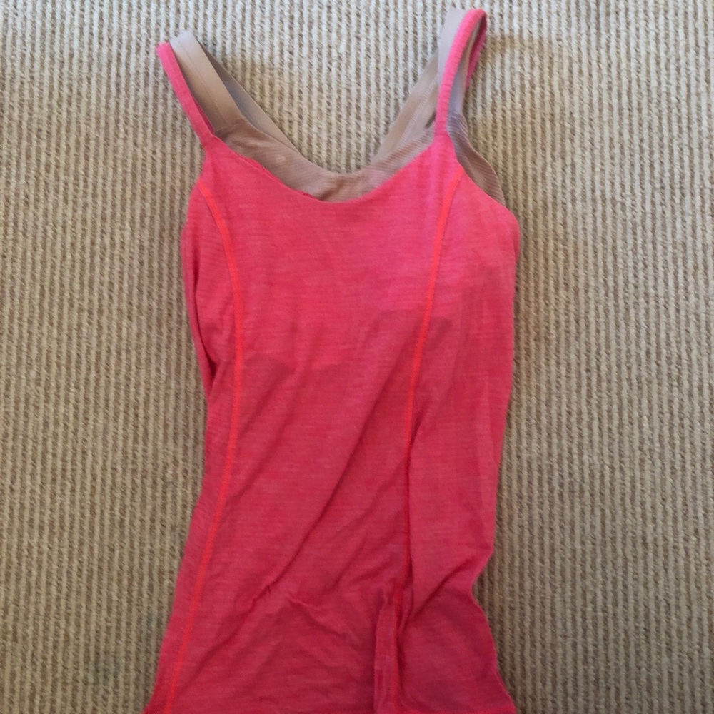 Pink lululemon tank top with built in sports bra